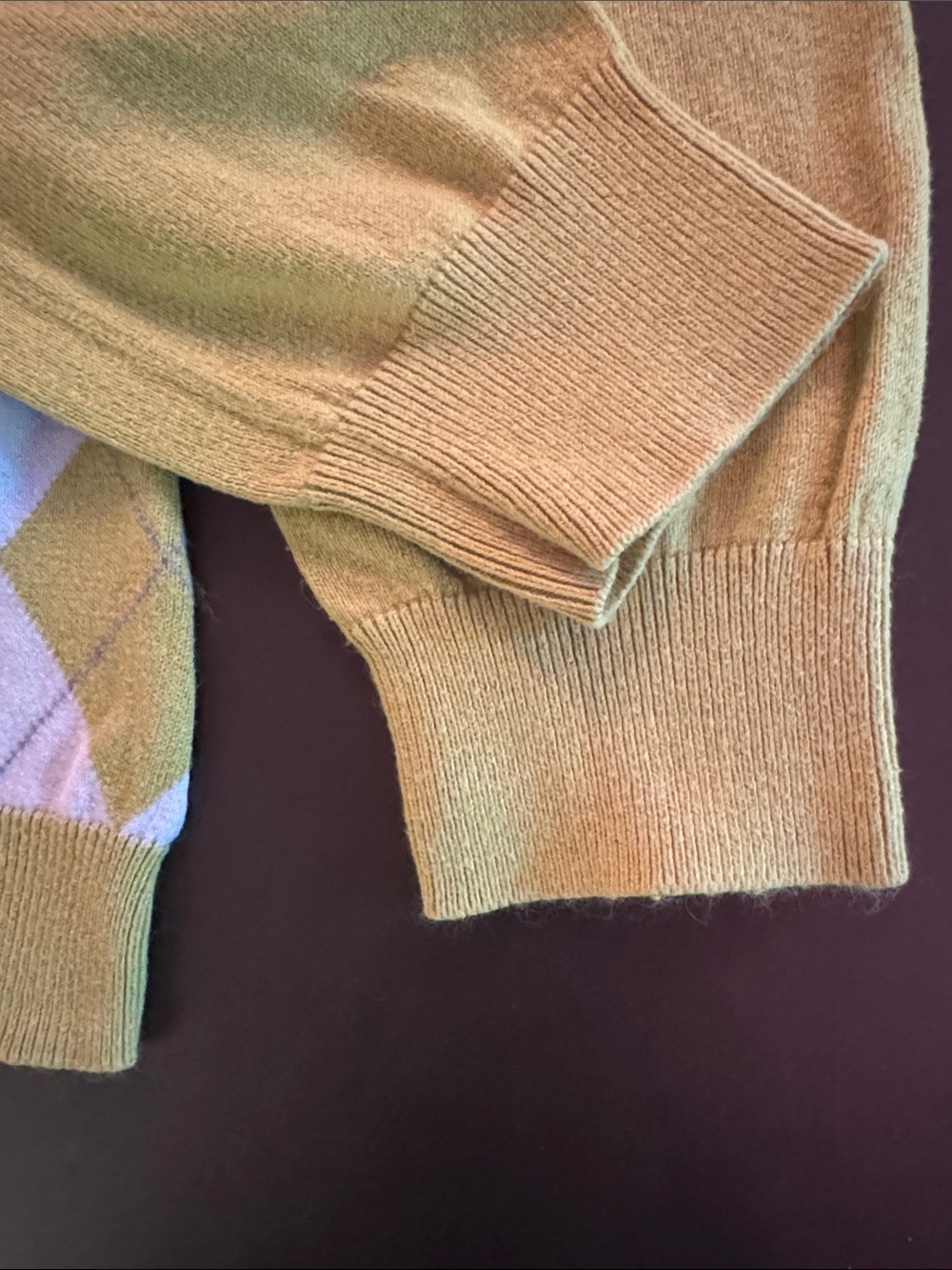 Banana Republic Lime Green, White & Gray Argyle Crewneck - Picture 3 of 5